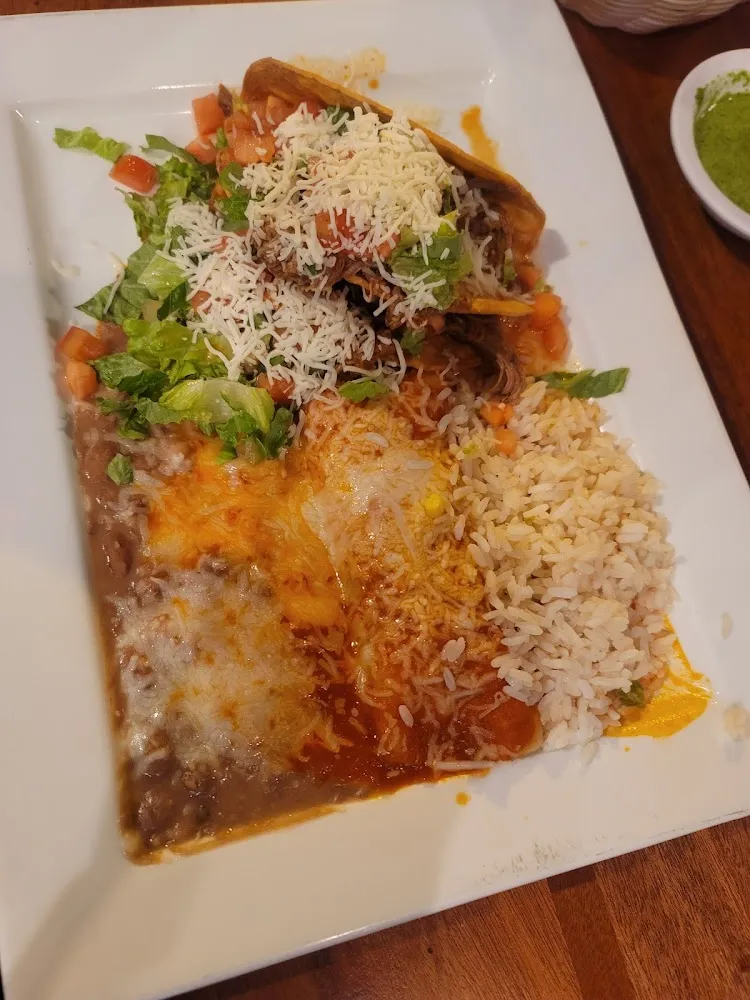 Picadillo Enchilada and Taco Plate